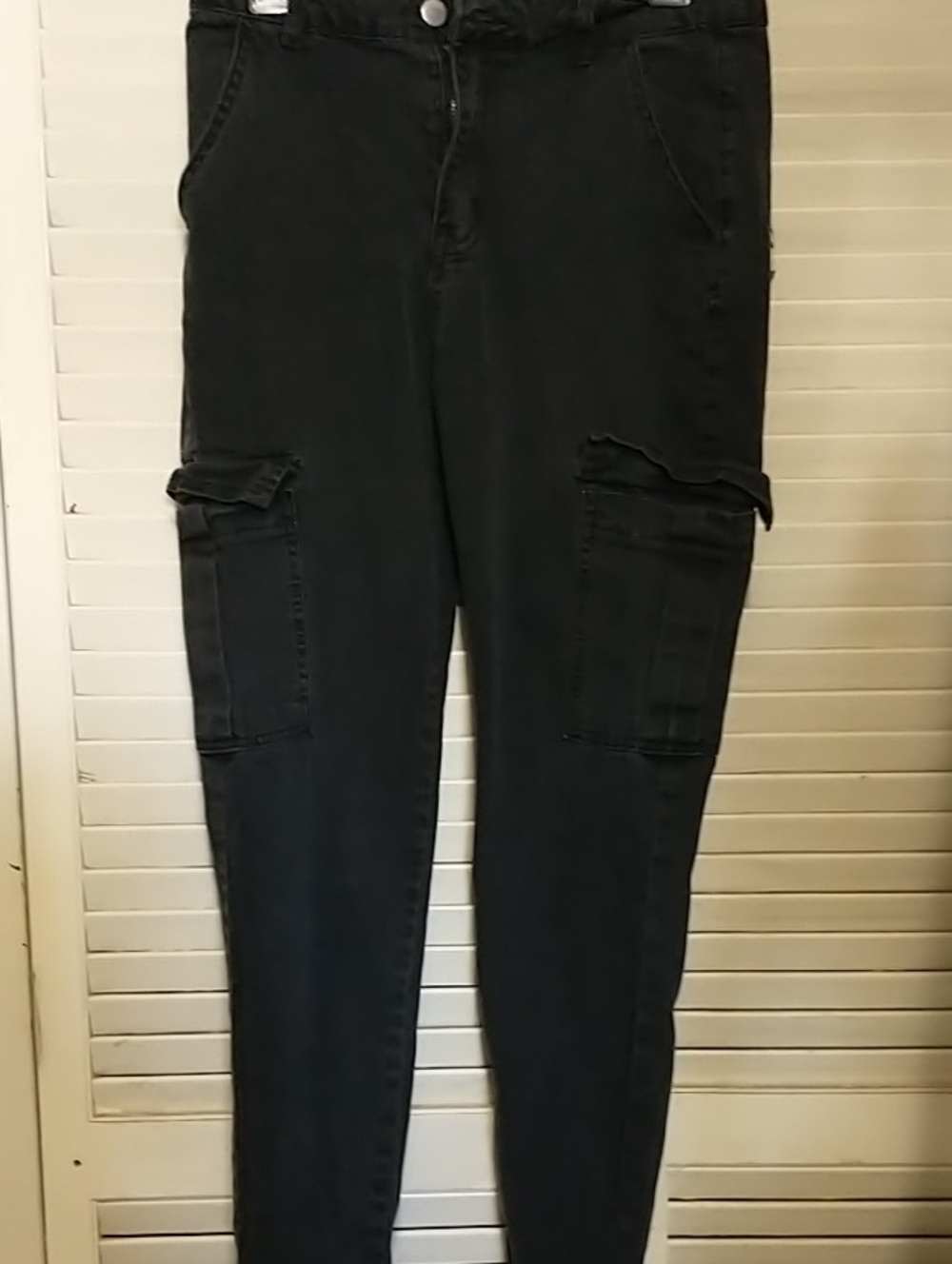 Shein Women’s Black Cargo Skinny Jeans Sz LG 8-10